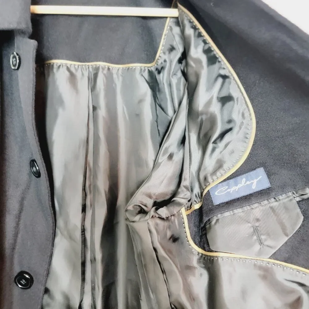 Coppley 100% Pure Cashmere Mens 3/4 Black Trench Coat Size 42 - Picture 11 of 16